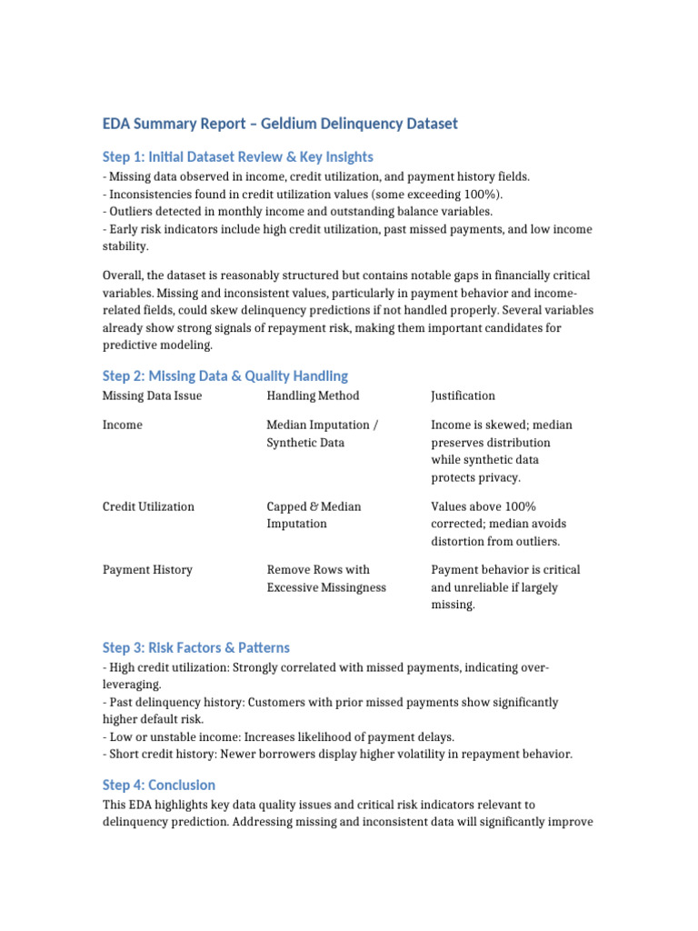 Geldium EDA Report | PDF | Median