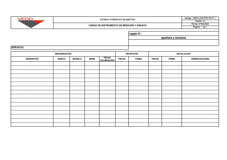 Vedd-log-pro-02-f11 - Cargo de Instrumento de Medición y Ensayo | PDF