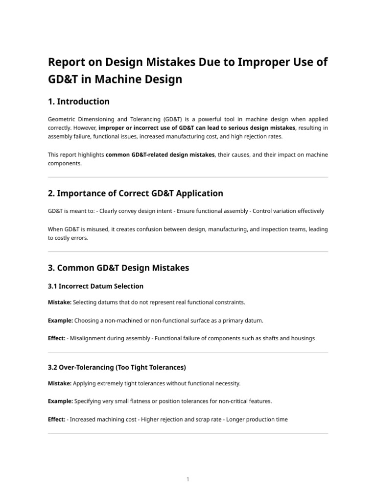 Report On Design Mistakes Due To Improper Use of GD&T in Machine Design ...