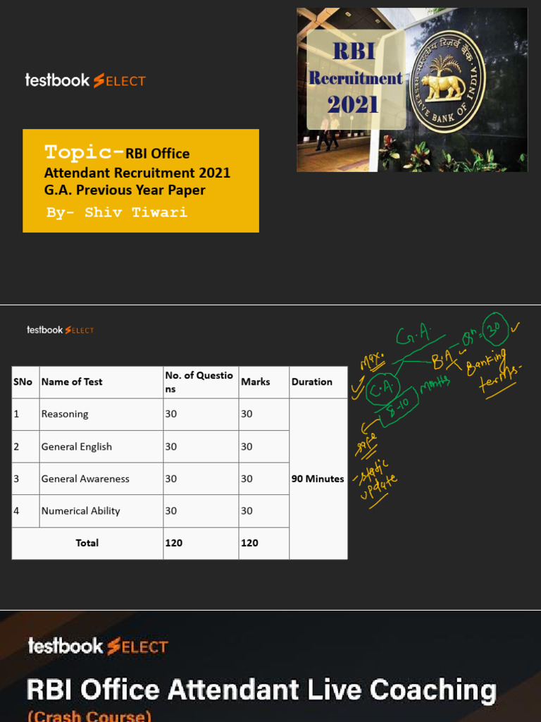 Rbi Office Attendant Previous Year Model Paper Ga Sneha c7295baa | PDF