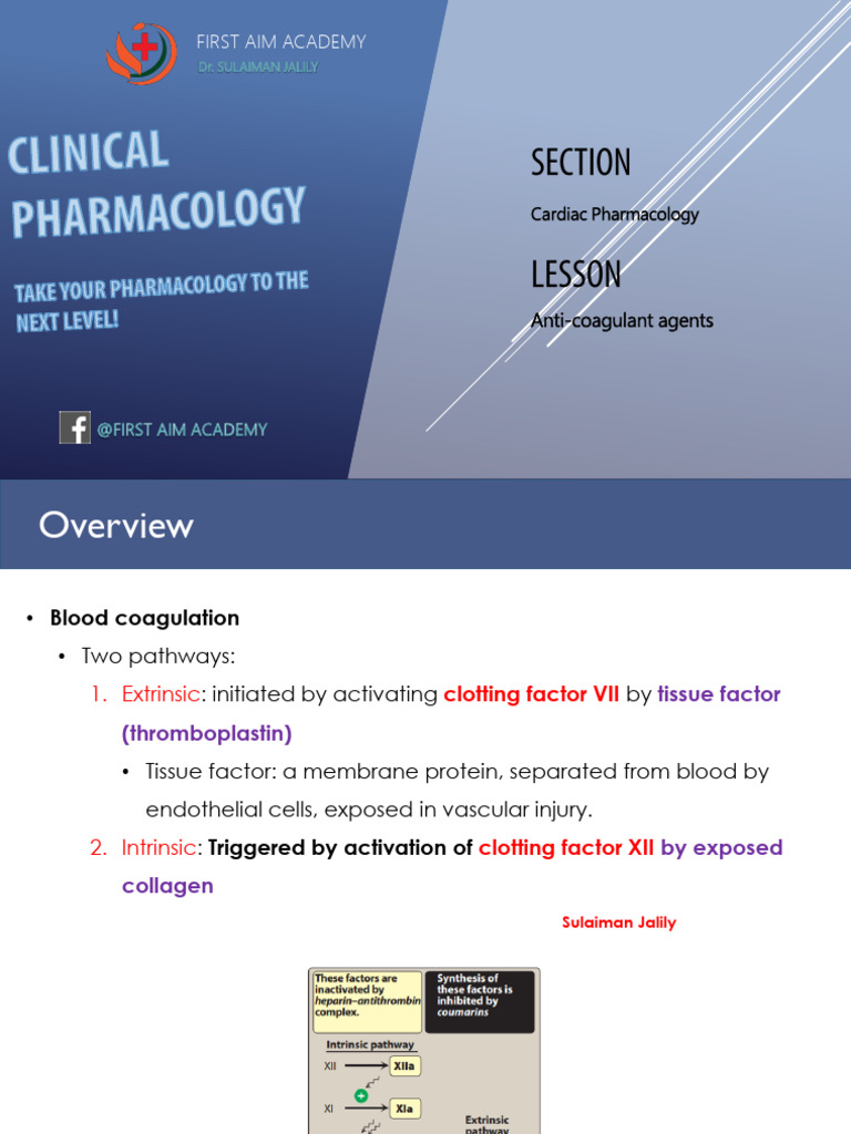 Anticogolant Drugs Pharmacology | PDF | Coagulation | Bleeding