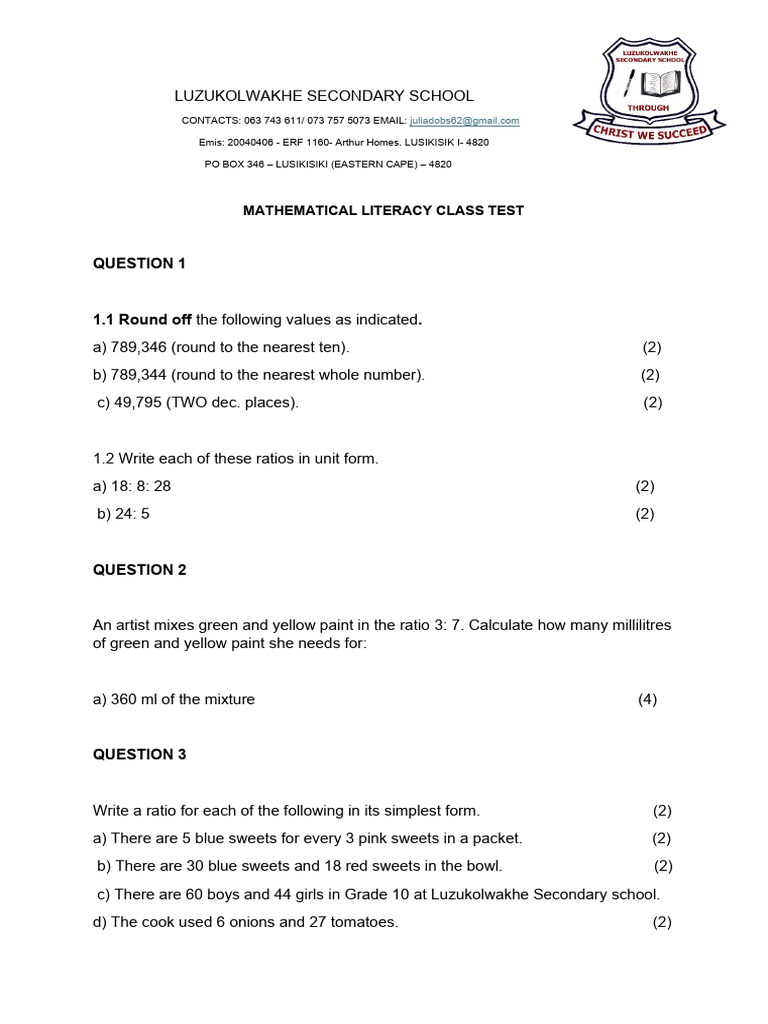 Grade 10 Lit Class Test | PDF