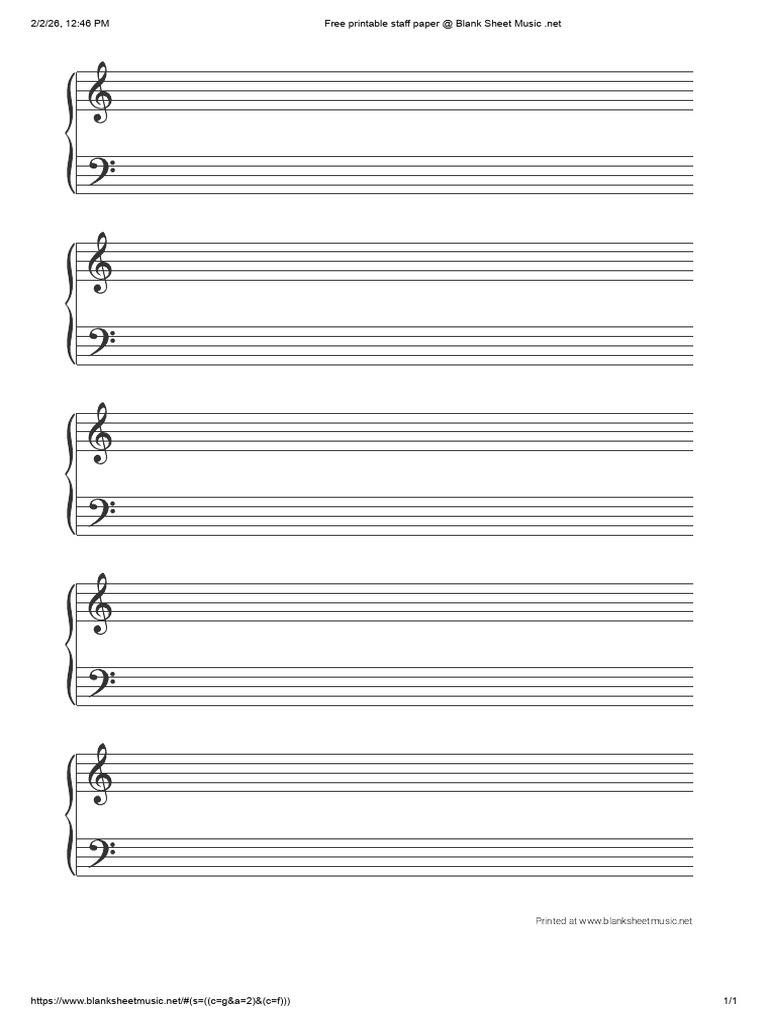 Free Printable Staff Paper at Blank Sheet Music | PDF