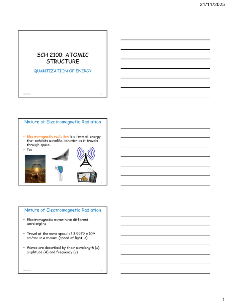 SCH 2100 Lecture Series 3 Notes | PDF | Emission Spectrum ...