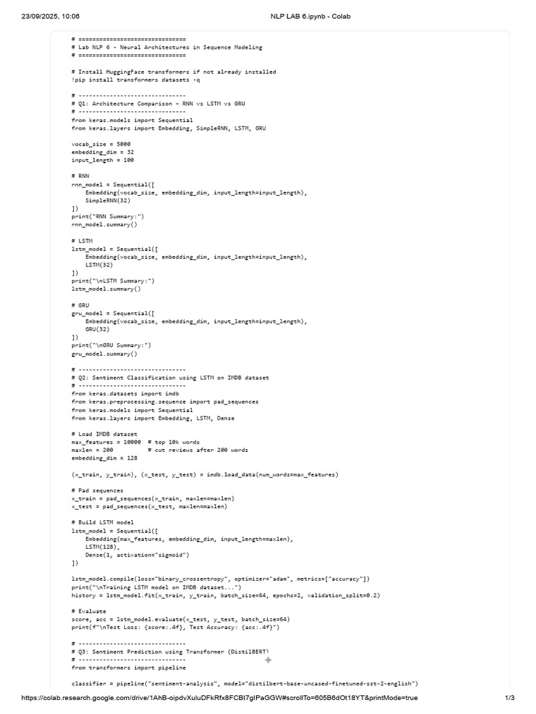 NLP LAB 6.Ipynb - Colab | PDF | Applied Mathematics | Algorithms