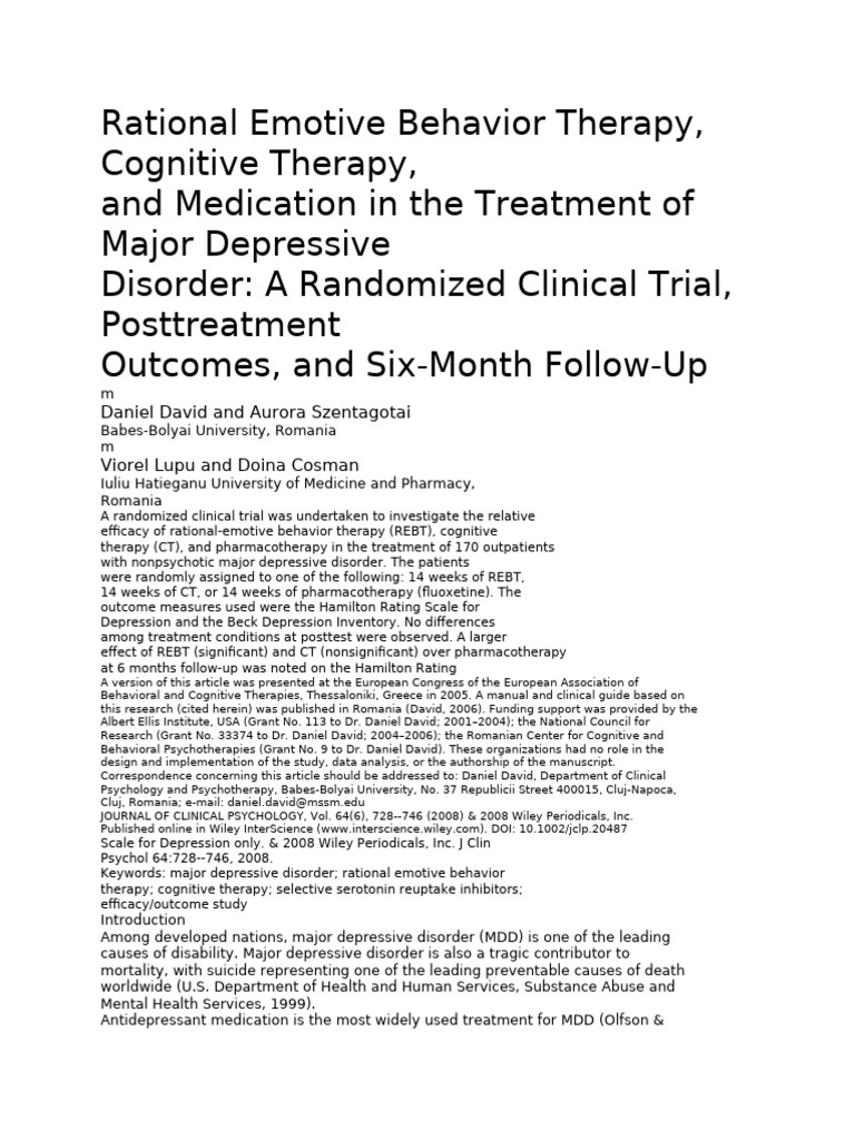 Rational Emotive Behavior Therapy | PDF | Cognitive Behavioral Therapy ...