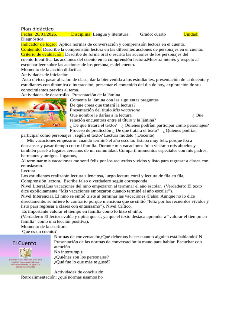 Plan de Lengua y DDM 2026 | PDF | Comprensión lectora | Cuentos