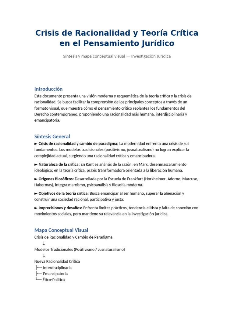 Crisis de Racionalidad y Teoria Critica Moderno | PDF | La teoría ...