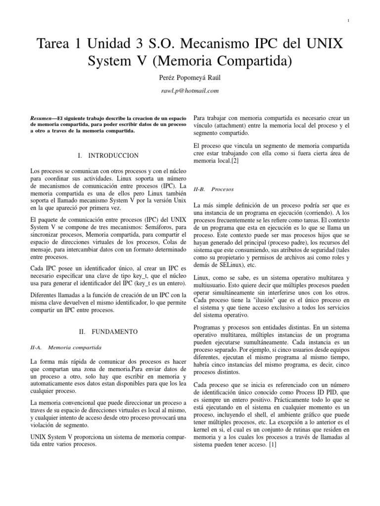 Mecanismos IPC en UNIX System V | PDF | Proceso (Computación) | Hilo ...