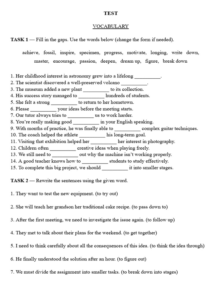 Vocab&Gram Test | PDF