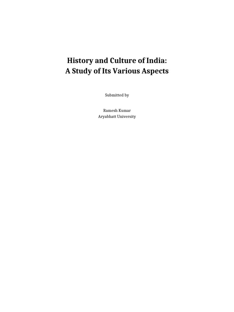 History and Culture of India Ramesh Kumar | PDF