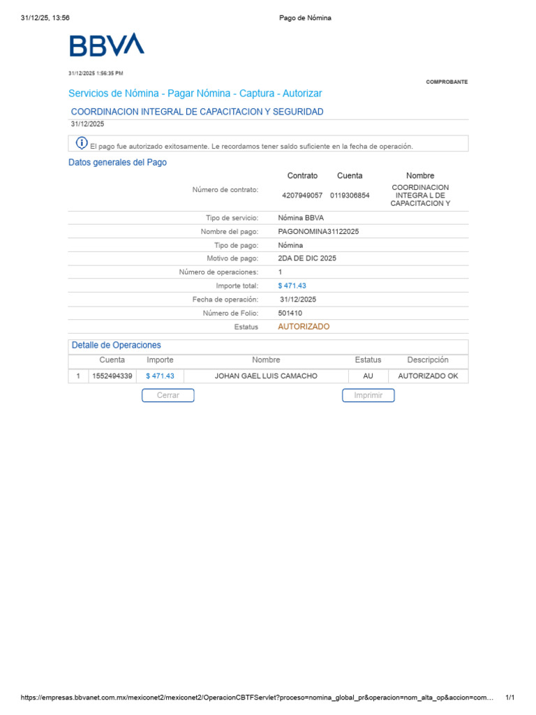 Pago de Nómina Johan2 de Dic 2025 | PDF