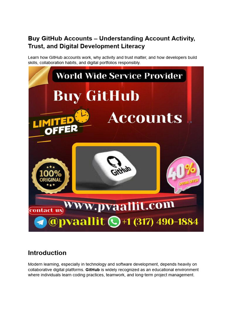 Buy GitHub Accounts – 100% Active & Old, New. (1) | PDF | Learning ...