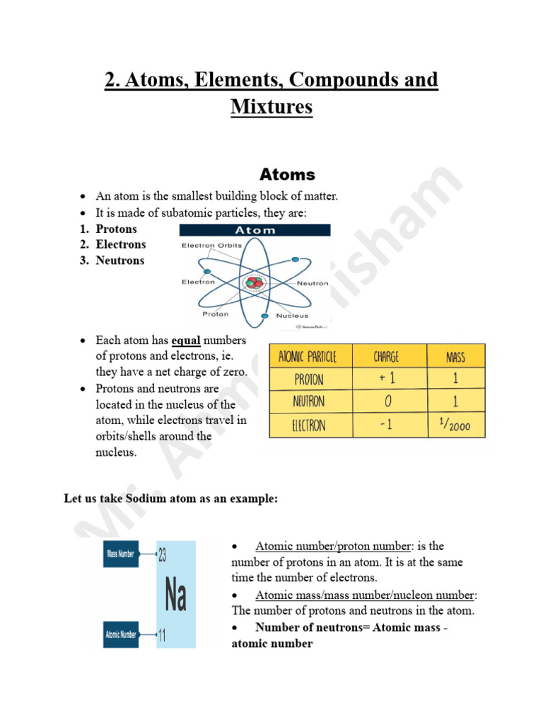 Atoms, Elements, Compounds and Mixtures | PDF | Atoms | Filtration