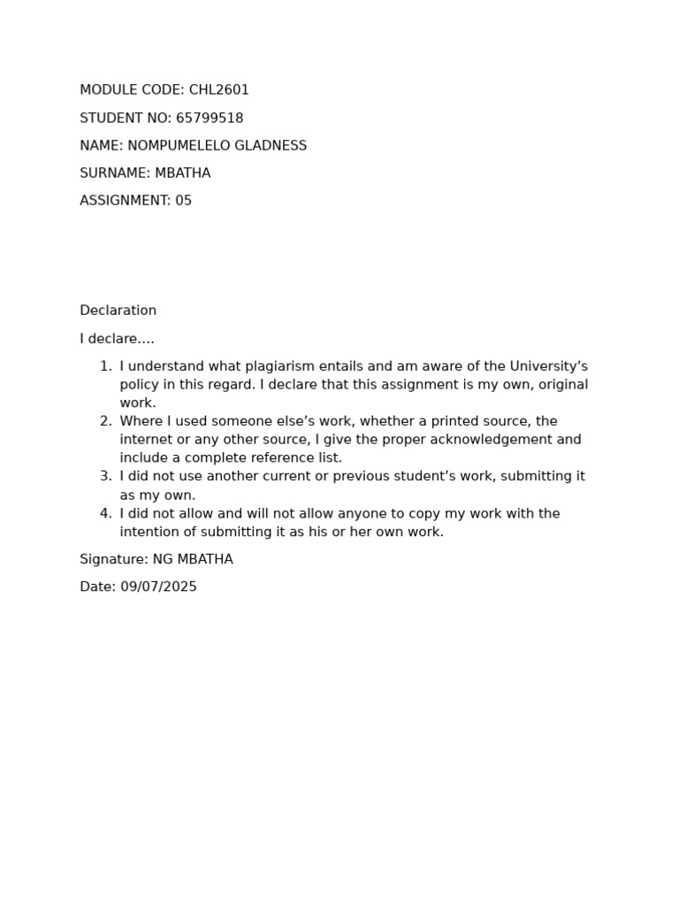 CHL2601 Assignment 05 2025 | PDF | Bullying | Storytelling