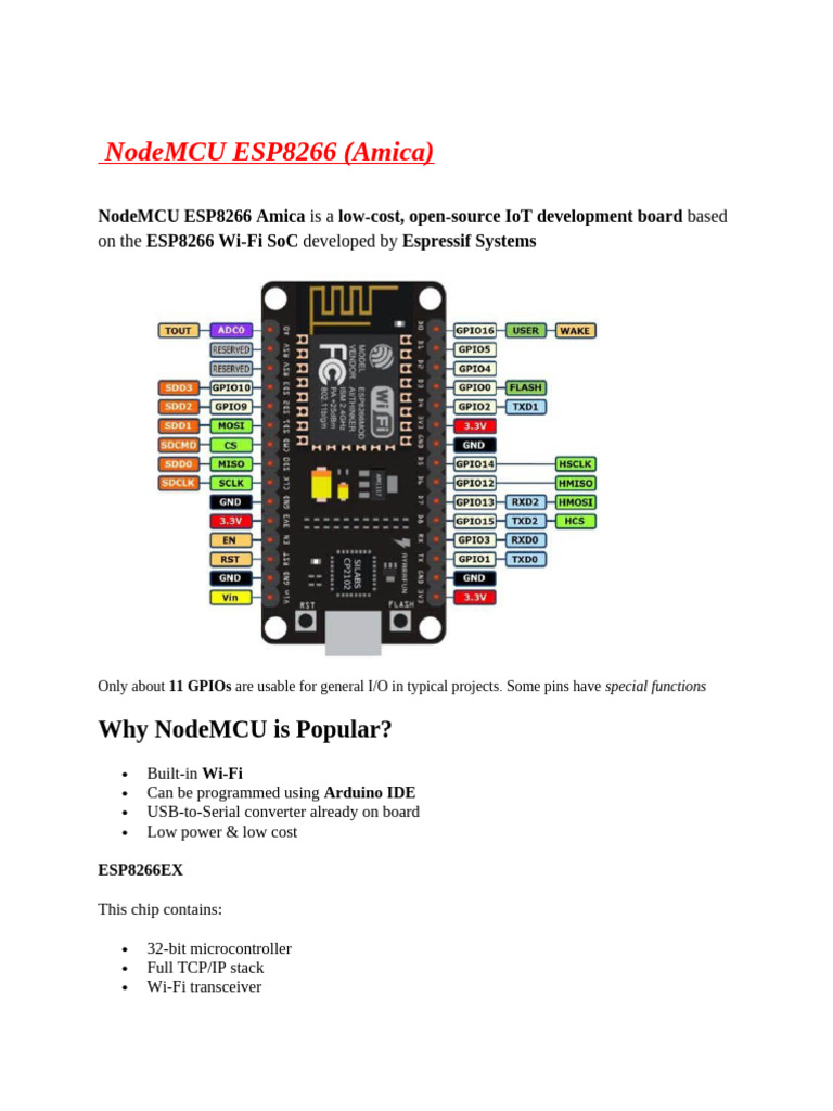 Node Mcu 8266 | PDF | Microcontroller | Information And Communications ...