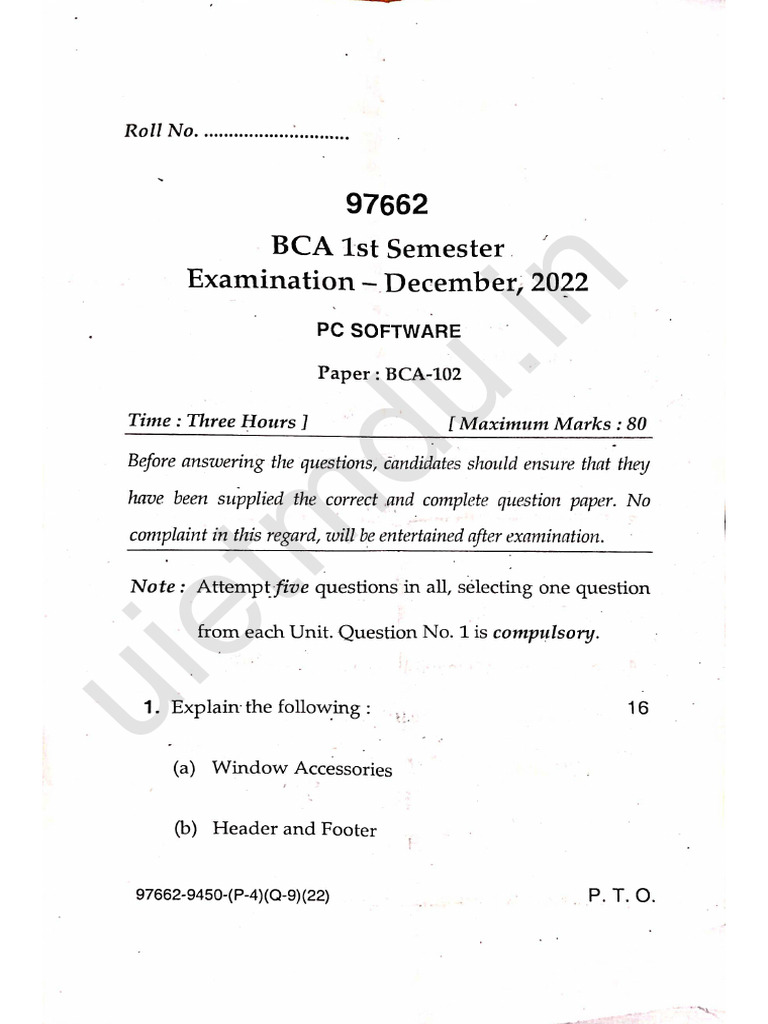 BCA 1st Semester Papers | PDF | Binary Coded Decimal | Computing
