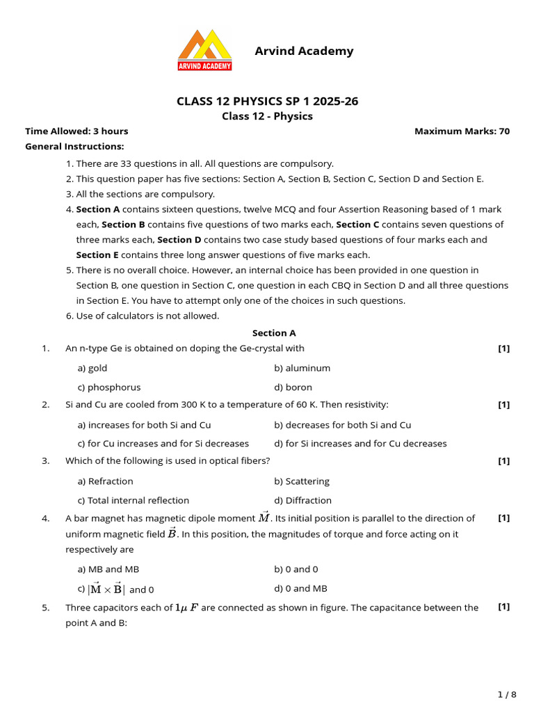 Question Sample Paper 1 - 70717664 - 2026 - 01 - 04 - 16 - 10 | PDF ...
