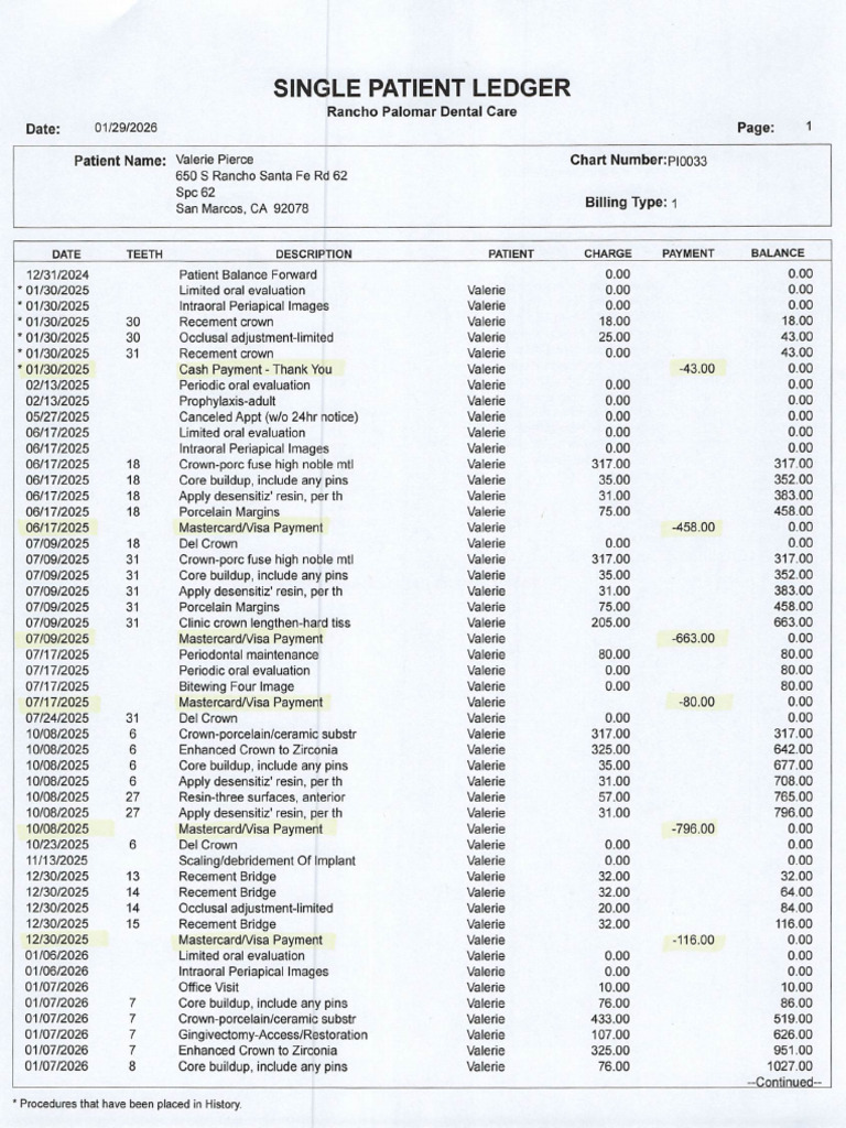 Single Patient Ledger | PDF