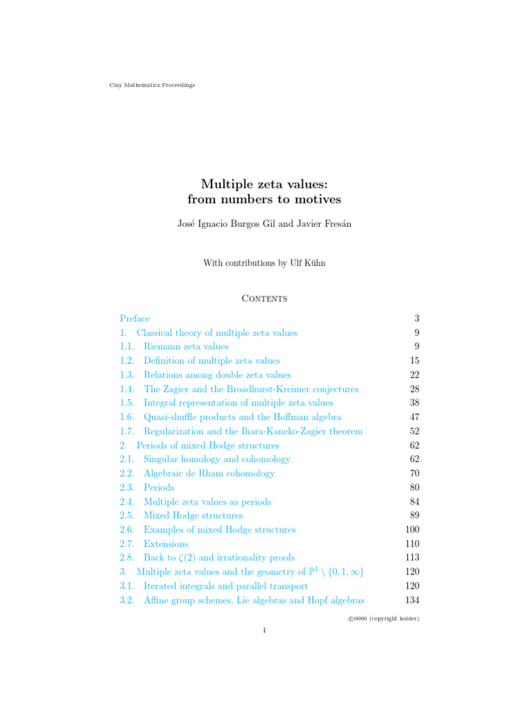 Multiple Zeta Values: From Numbers To Motives | PDF | Algebra | Number ...