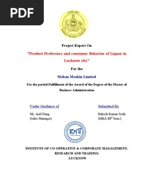 77028456 Mohan Meakin Projectpdf Brandy Survey Methodology