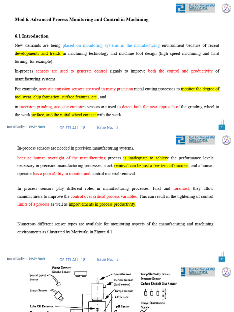 Adv Process Monitoring System and Process Control Mod6 | PDF | Wear ...