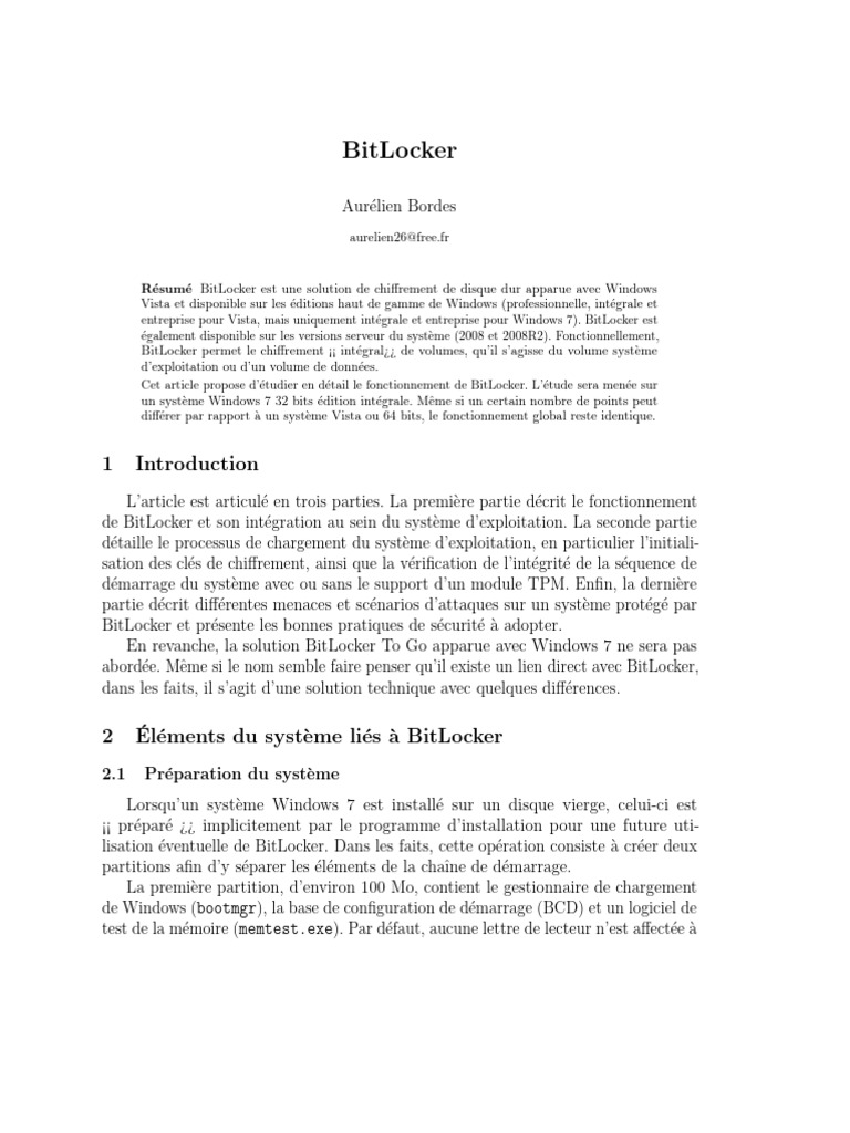SSTIC2011 Article Bitlocker Bordes | PDF | Registre Windows ...