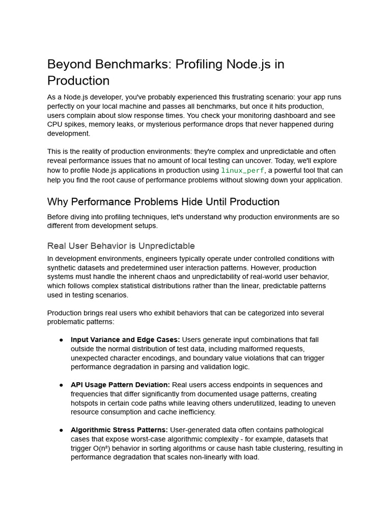 Beyond Benchmarks - Profiling Node - Js in Production | PDF | Operating ...