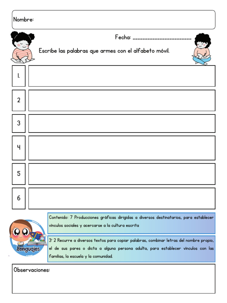 Evidencia GP Escribe Las Palabras | PDF