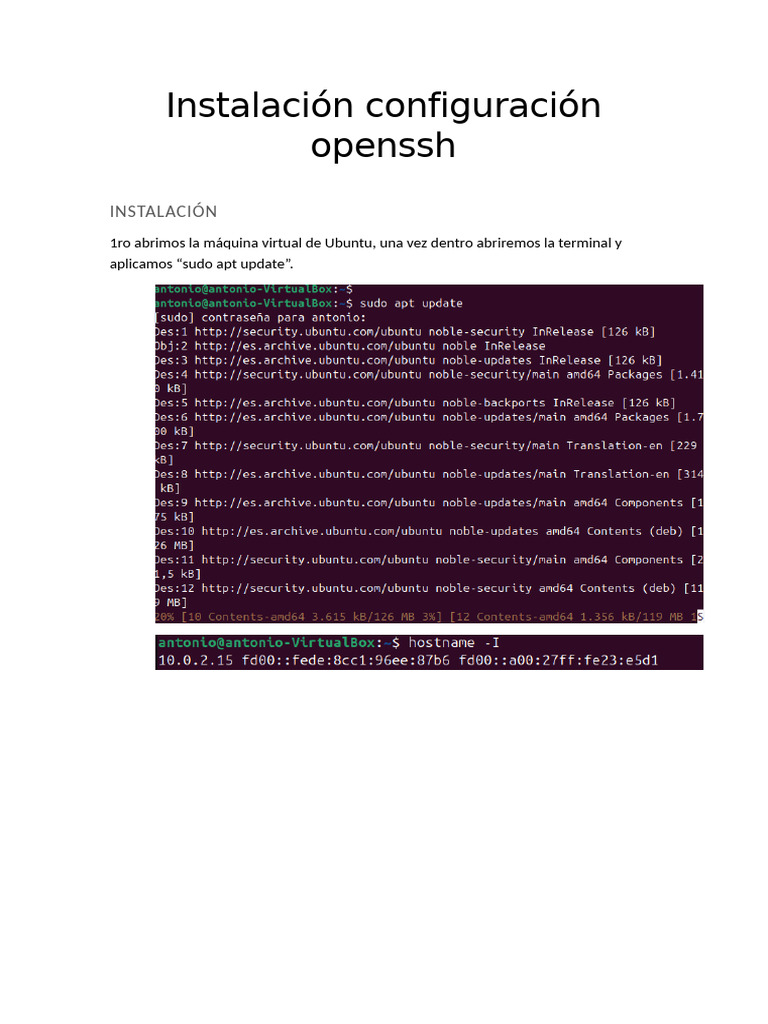 Instalación Configuración Openssh | PDF