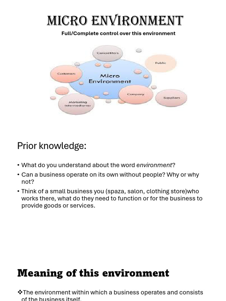 micro environment - term 1 | PDF | Goal | Business