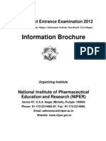 Information Brochure: NIPER Joint Entrance Examination 2012