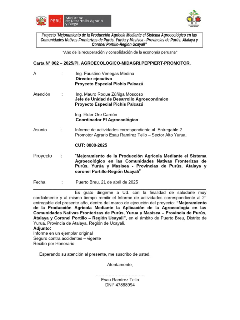 Informe Promotor Abril - 2025 - Esau | PDF | Agricultura | Industria de ...