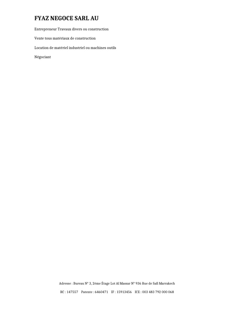 Entete Pied de Page Fyaz Negoce | PDF