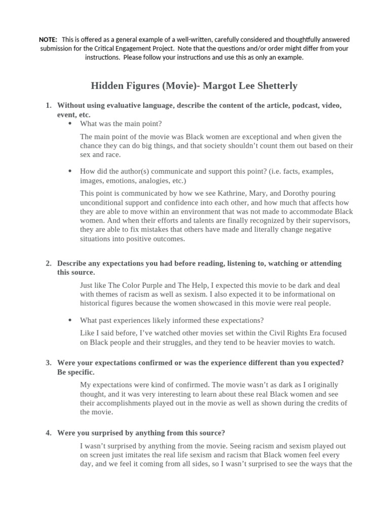 Critical Engagement Portfolio (Example) | PDF | Intersectionality | Sexism