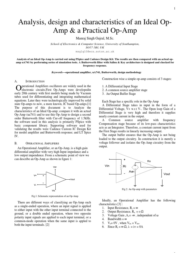 Analysis, Design and Characteristics of OpAmp & Second Order Filter