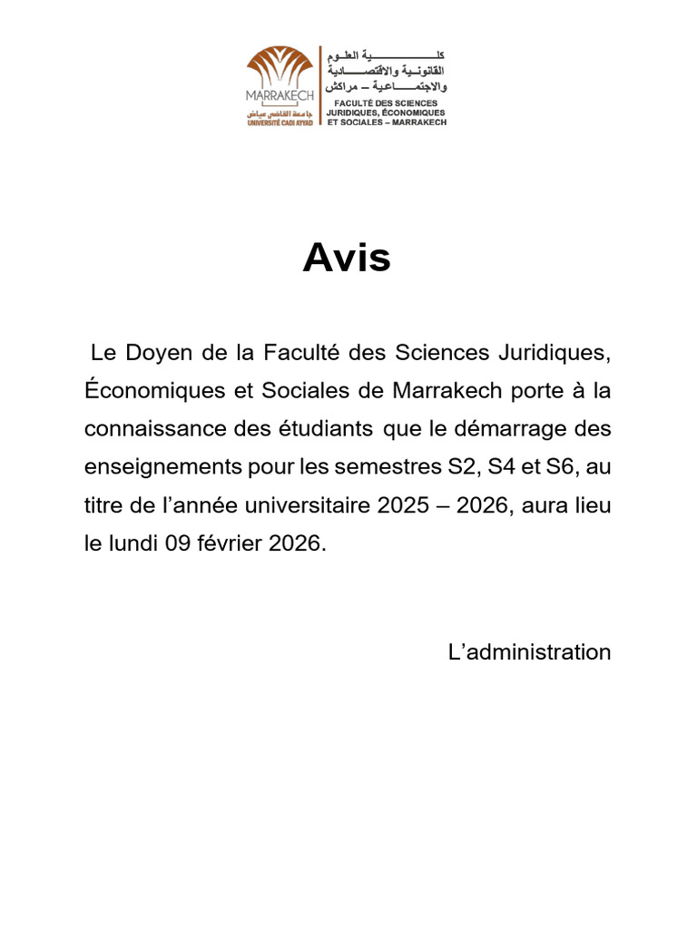 Avis Démarrage Des Cours | PDF