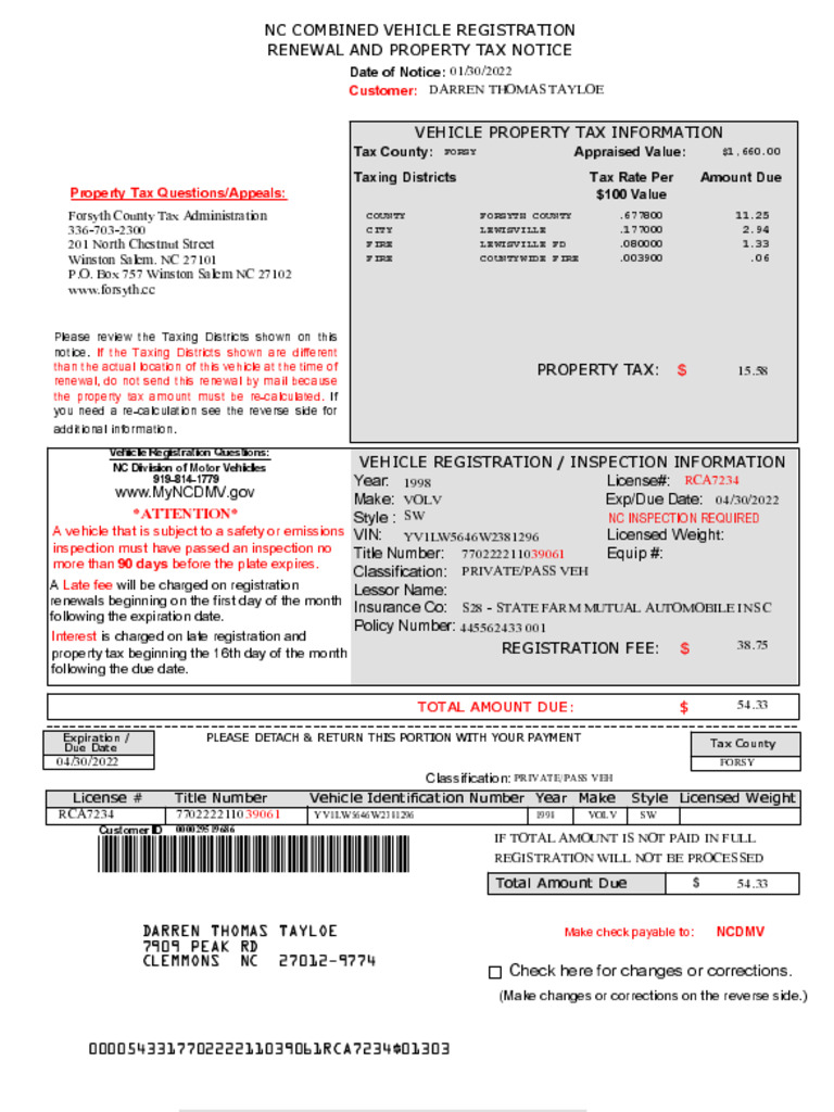 2022 VEH REG NOTICE 1998 VOLV | PDF | Vehicle Registration Plate ...