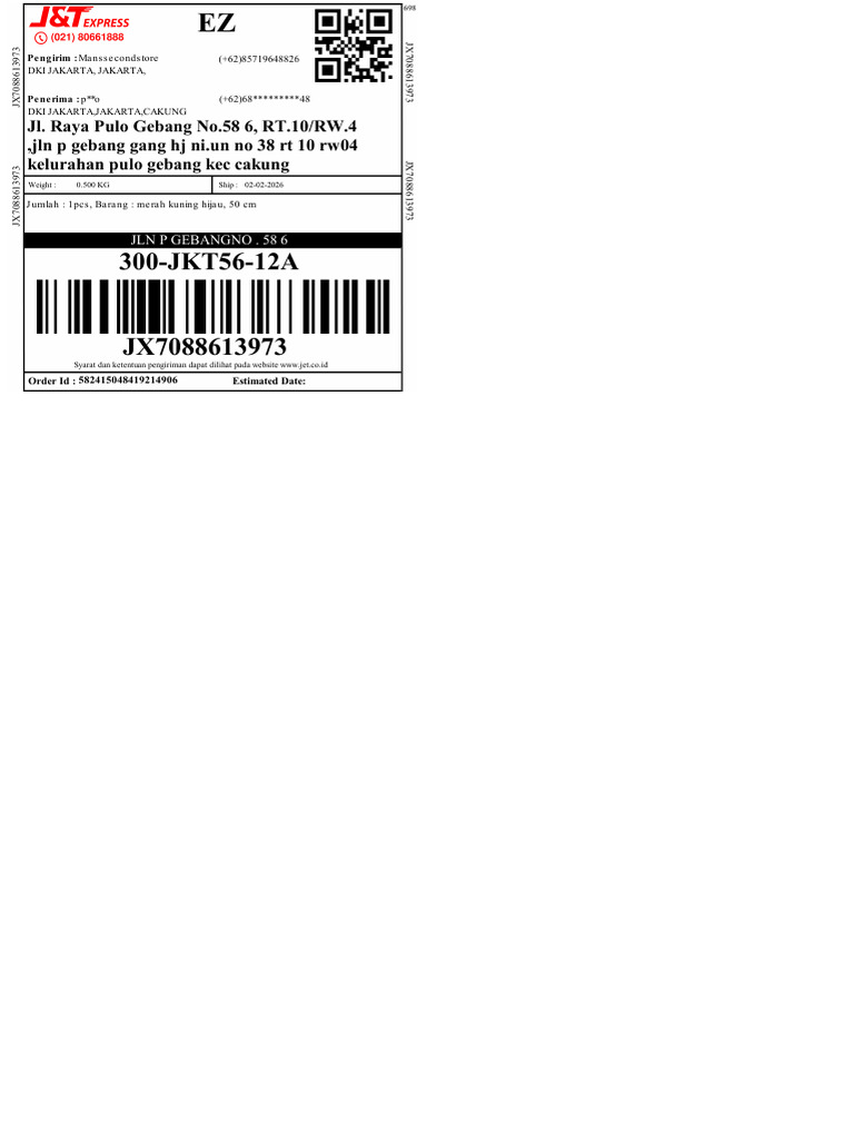 Label Pengiriman JNT | PDF