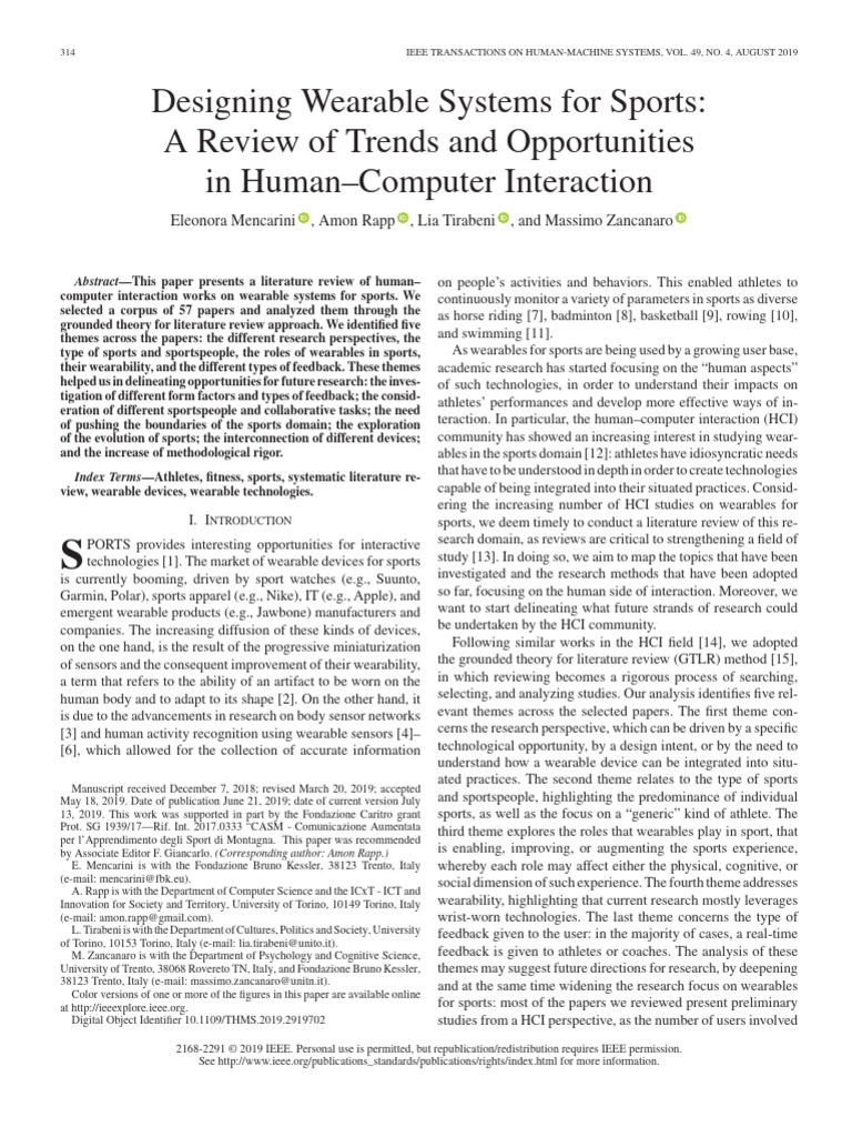 Designing Wearable Systems For Sports | PDF | Wearable Technology ...
