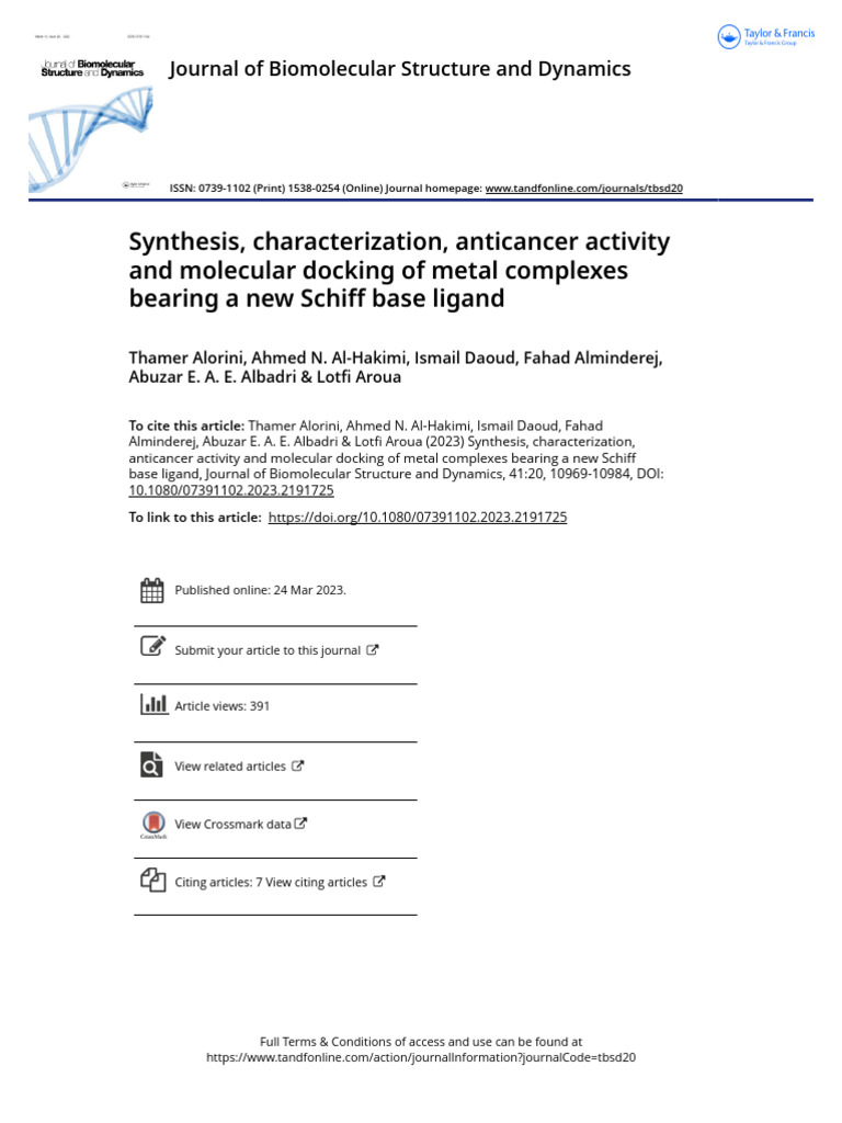 Synthesis Characterization Anticancer Activity and Molecular Docking of ...