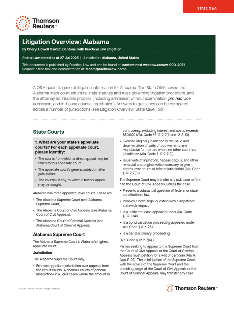 Litigation Overview Alabama | PDF | Appeal | Jurisdiction