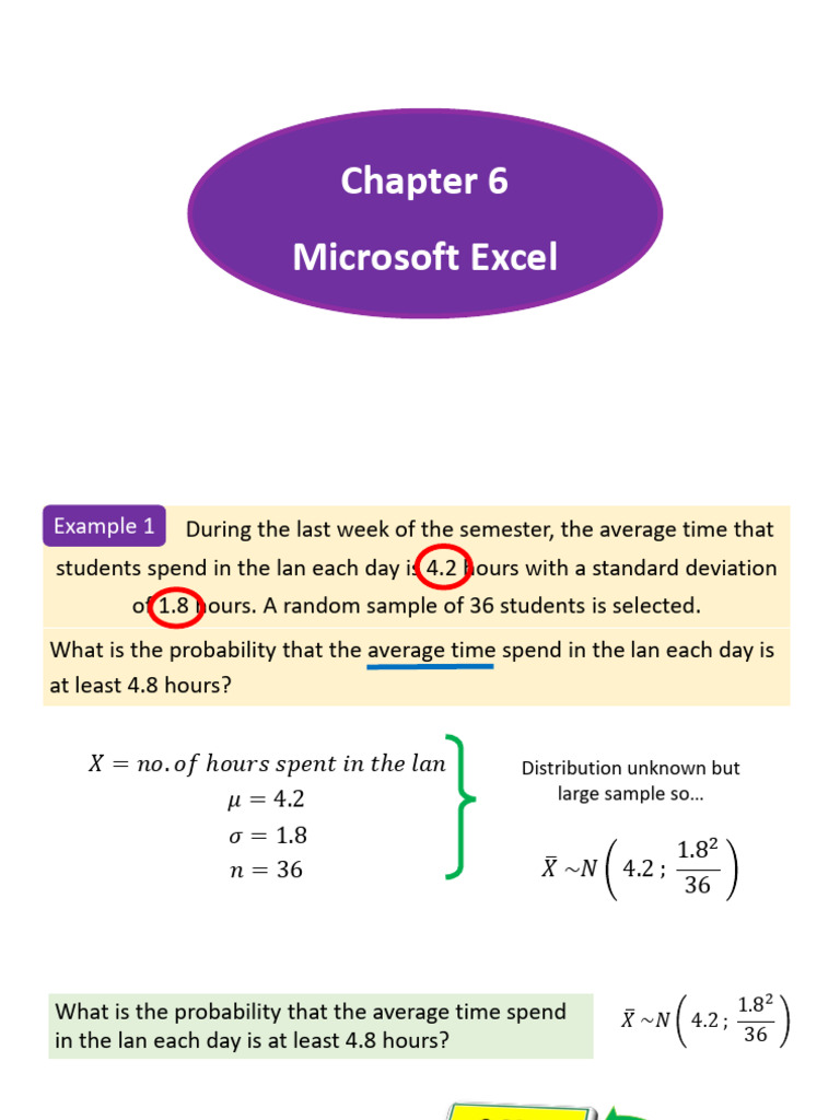 Excel – Chap 6 - 2020 | PDF | Statistics | Probability