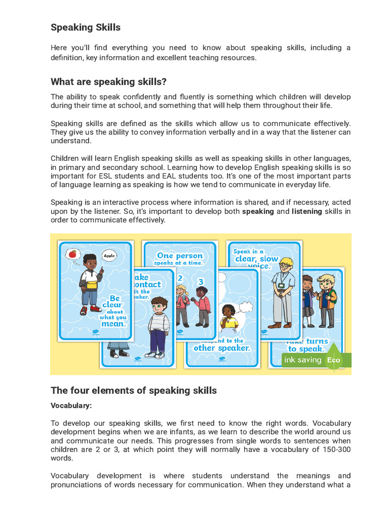 What Are Speaking Skills_ - Answered - Twinkl Teaching Wiki | PDF ...