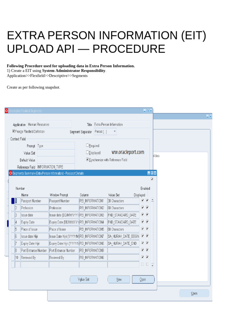 Extra Person Information (Eit) Upload API - Procedure | PDF | Computing ...