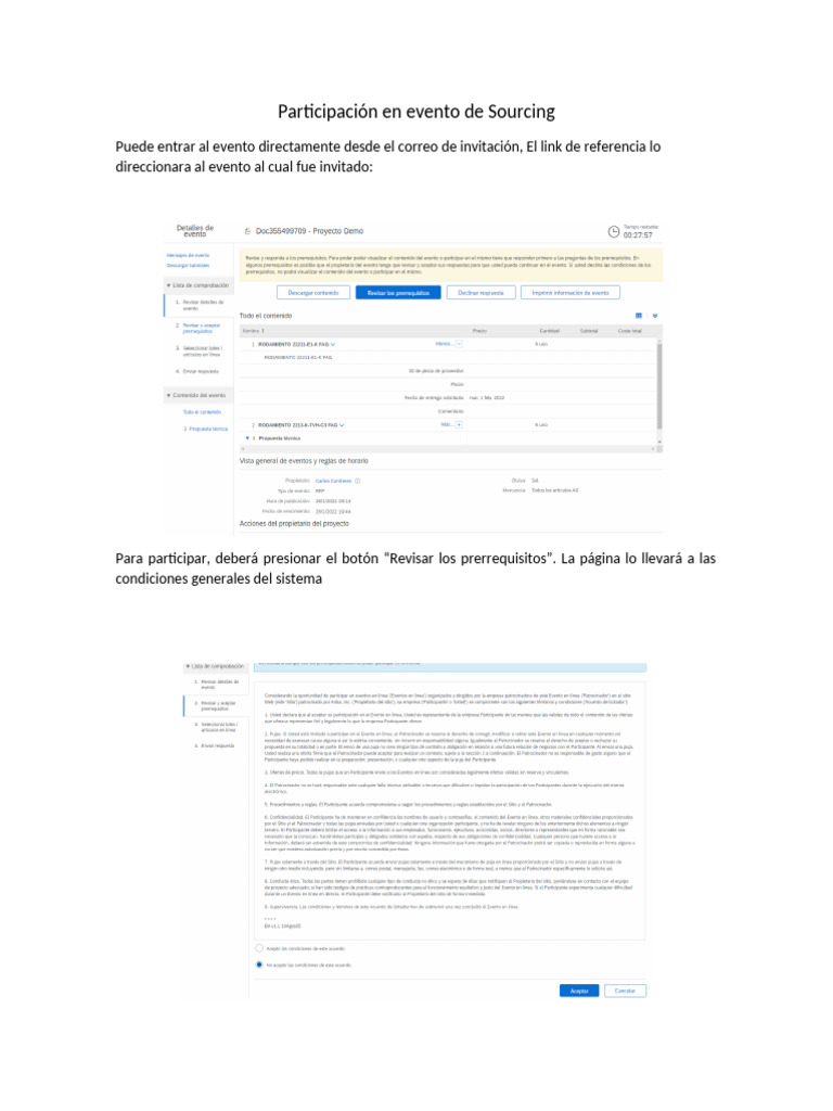 Manual Proveedor - Participación Sourcing | PDF