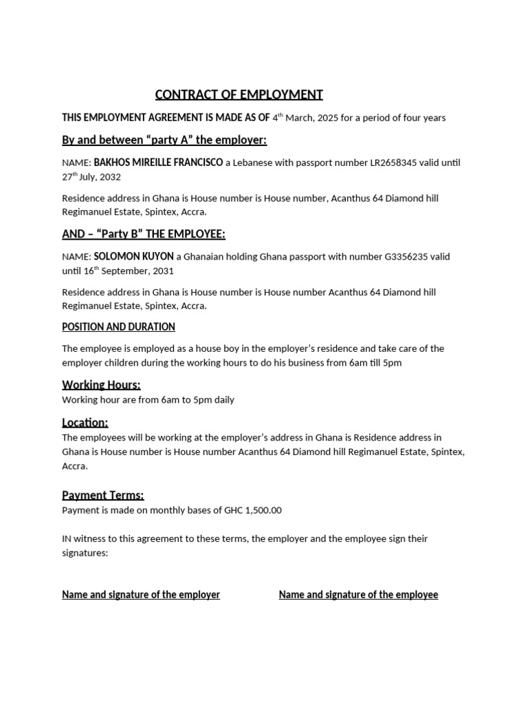 Contract of Employment | PDF