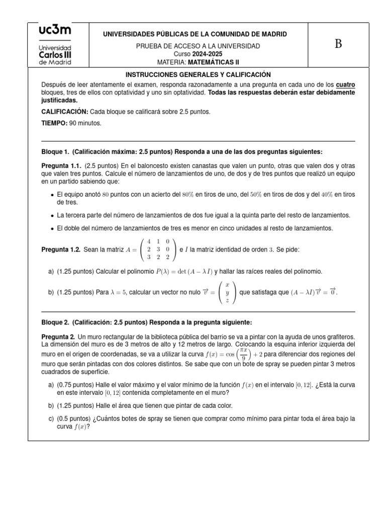 2024-2025 Ordinaria Soluciones Matemáticas II | PDF | Ecuaciones | Curva
