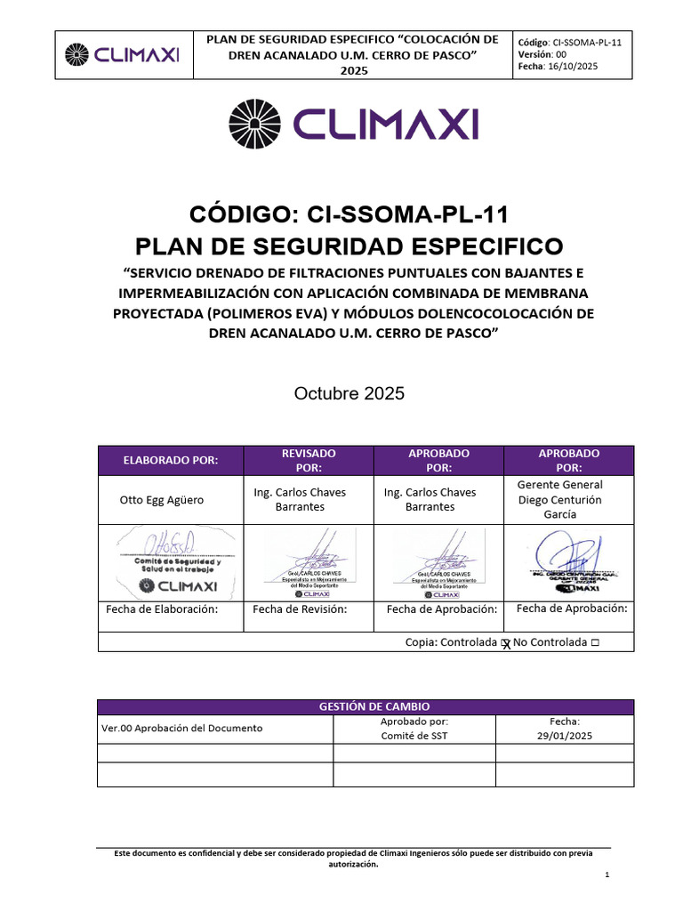 CI-SSOMA-PL-01 Plan de Seguridad Salud en El Trabajo 2025 Ver.00!17!10 ...