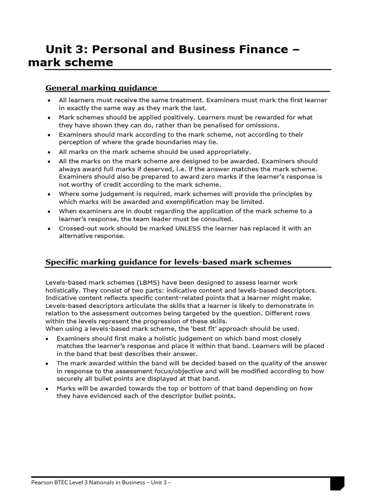 Sample Mark Scheme-Unit 3 | PDF | Credit Card | Interest